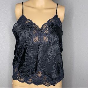 Vintage Lucie Ann II Black Lace and Polyester Camisole Size 34